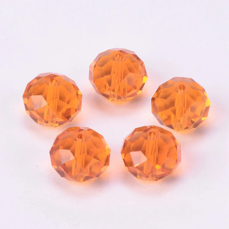 Rondelle Faceted Czech Crystal Glass Orange Color 3mm 4mm 6mm 8mm 10mm 12mm 14mm 16mm Loose Spacer Beads for Jewelry Making DIY