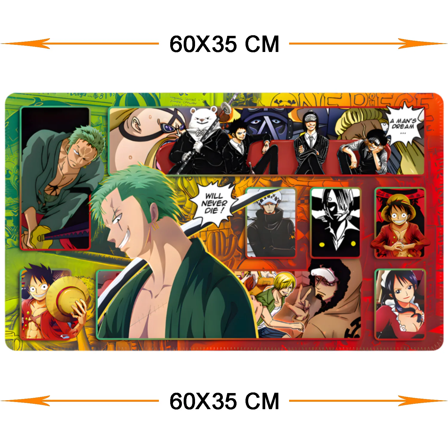 New One Piece Cards Playmat Single Double Person 60cm 35cm Roronoa Zoro