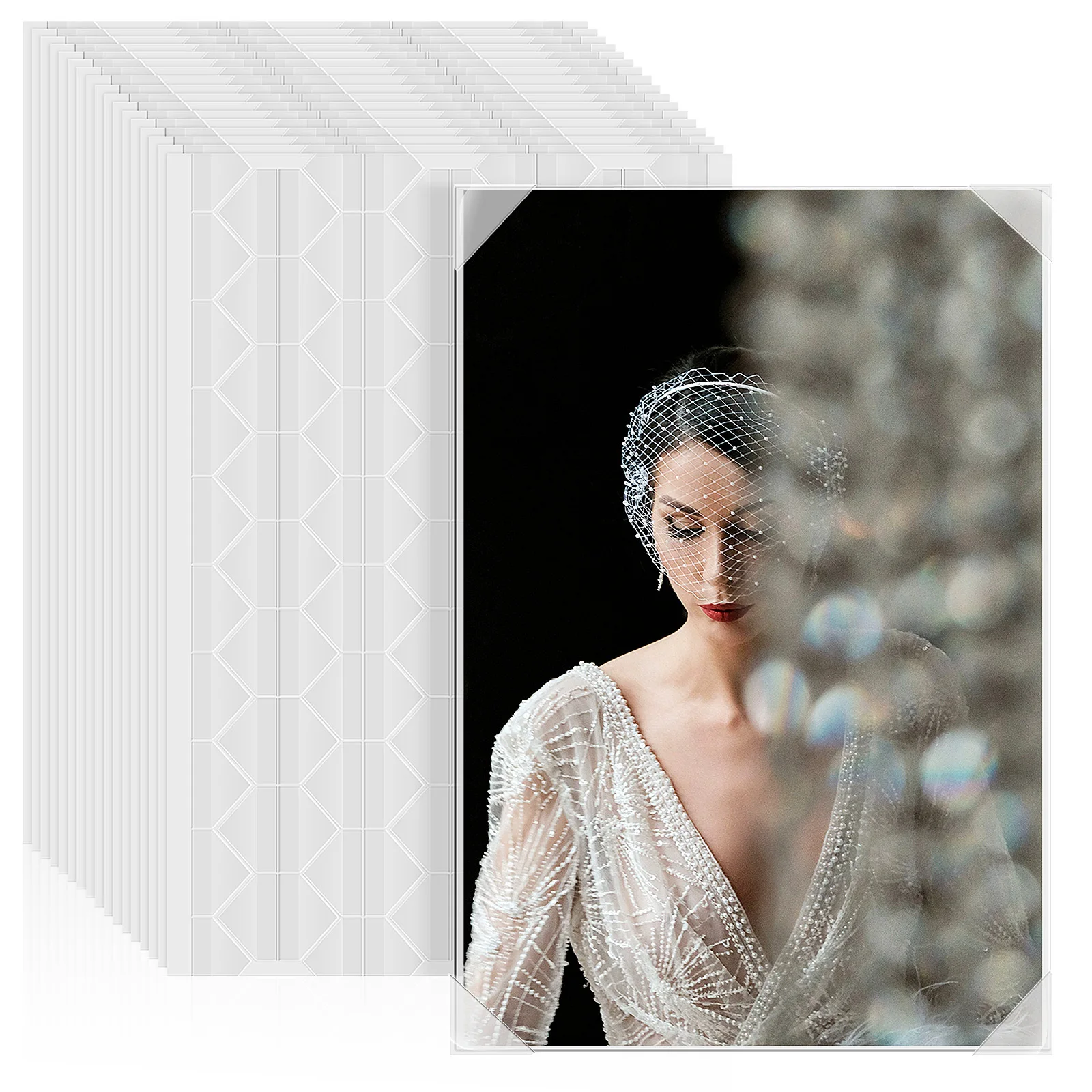 

20 Sheets PVC Photo Corners Clear Self Adhesive Picture Mounting Stickers Photo Corner Protectors for Album Scrapbook