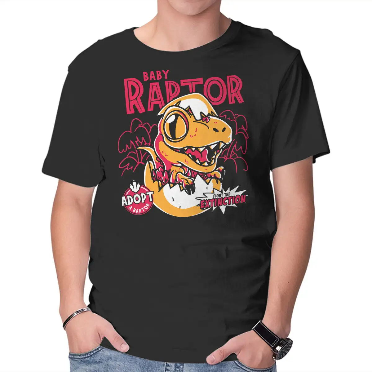 Baby Raptor Anime Graphic T-shirts For Men Clothing Women Short Sleeve Tees Vintage High Quality 100%Cotton