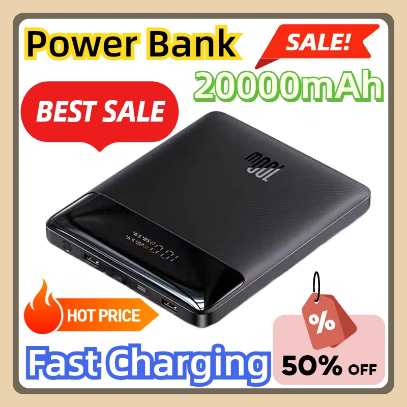 For  Laptop 100W 20000mAh Power Bank PD Fast Charging Powerbank Portable External Battery Charger