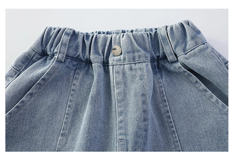 Schmal geschnittene, gebogene Jeans für Teenager-Mädchen, modische, gerade geschnittene Denim-Hosen, Kinder-Frühlingsjeans, Alter 5 bis 14 Jahre – Detail 11