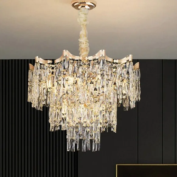 

Light Luxury Crystal Lamp Livingroom Chandelier Personality Atmosphere New Hall Living And Dining RoomBedroomEuropean Chandelier