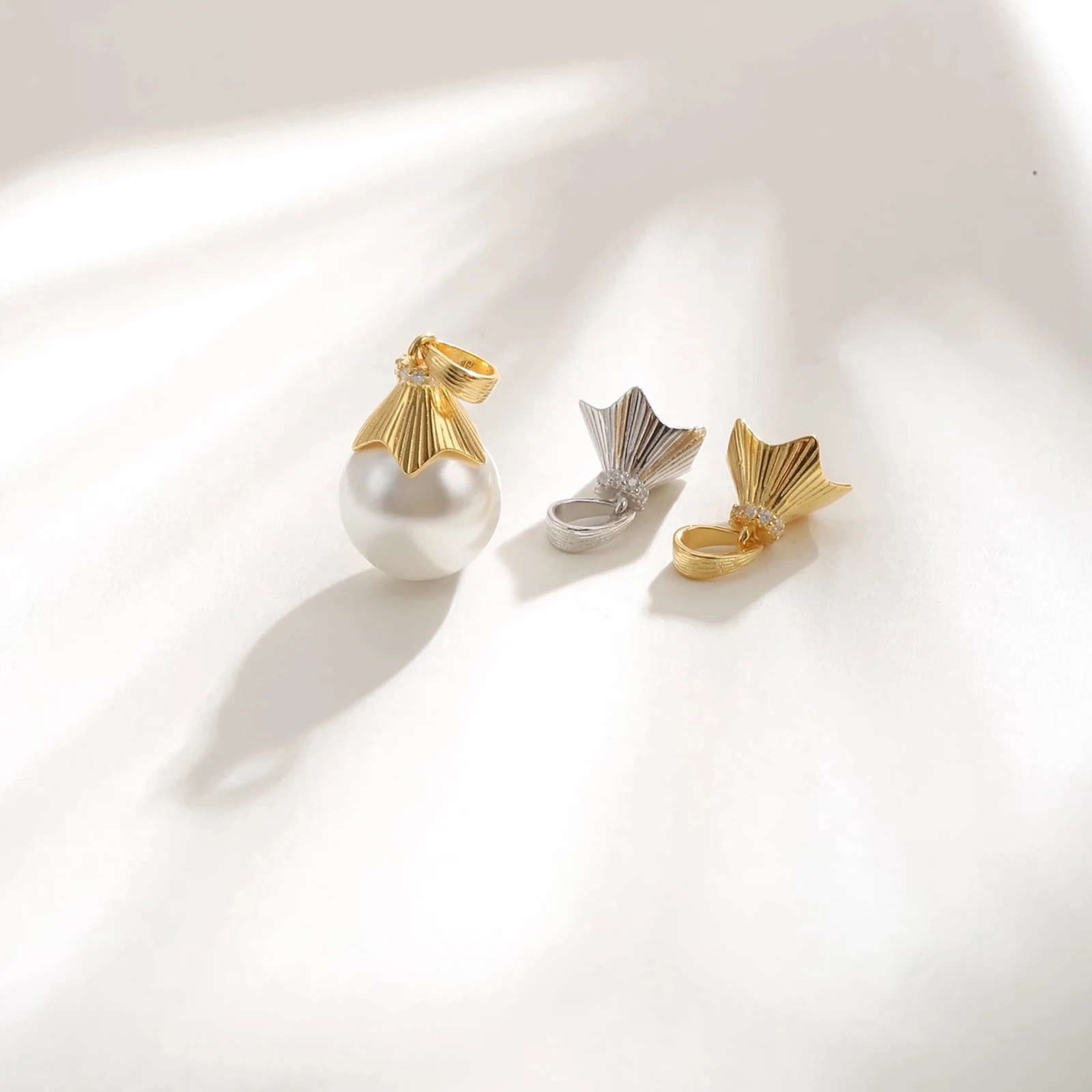 925 Sterling Silver Baotou Hat Pearl Pendant Connector Blank Settings 8-12mm Round Beads DIY Necklace Charm Jewelry Making