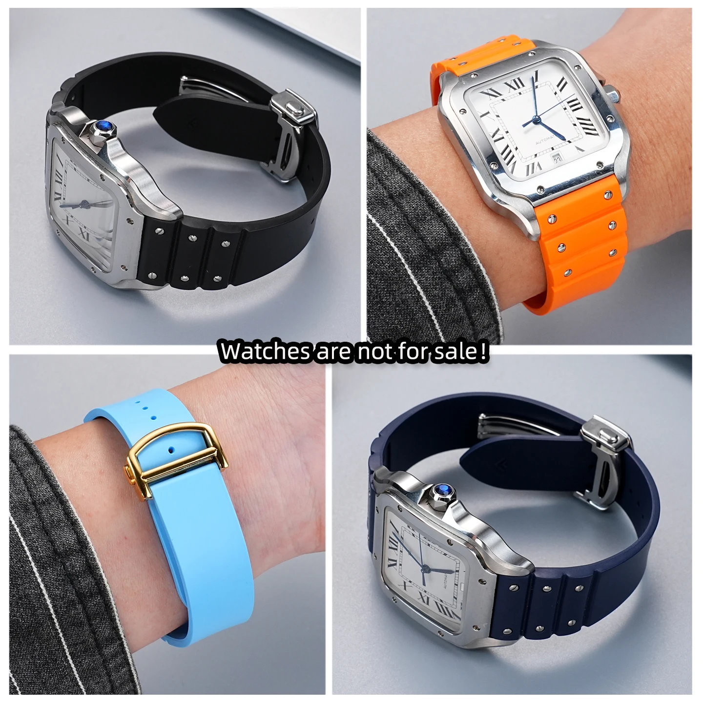 ل كارتييه جديد سانتوس متوسطة الإفراج السريع حزام (استيك) ساعة فلوروروبر حزام WSSA0010 استبدال سوار الرجال 21 مللي متر حزام فيتون #4