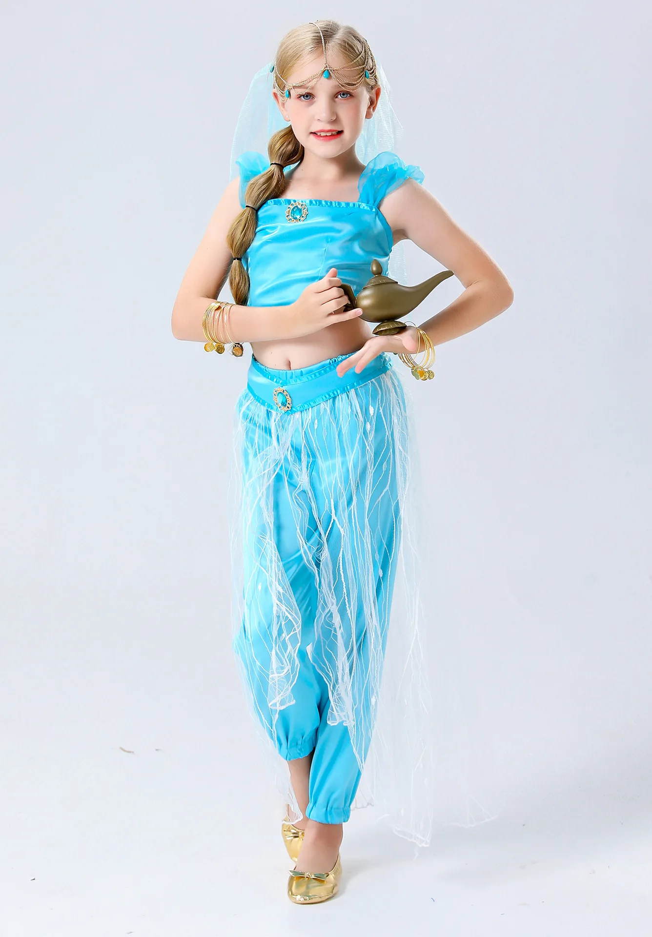 

Halloween Cosplay Princess Jasmine Costume Girl Belly Dance Costume