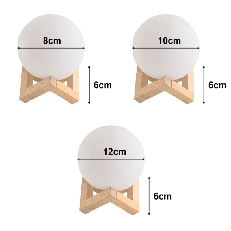 3D Print Rechargeable Moon Lamp LED Night Light Creative Touch Switch Moon Light For Bedroom Decoration Birthday Gift