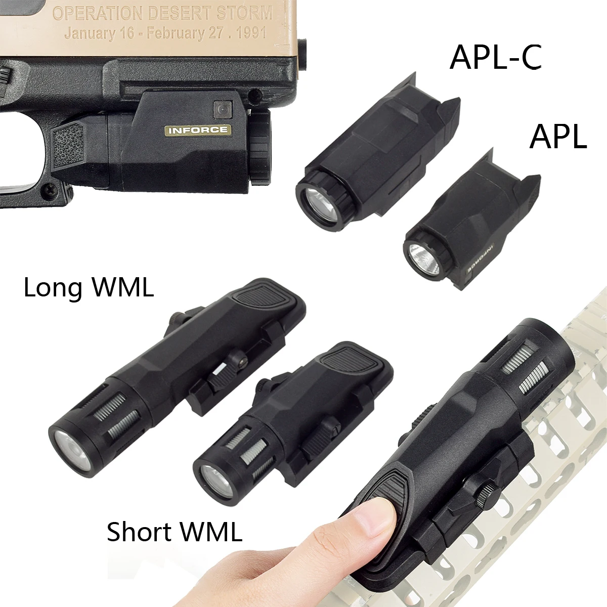 Tactical INFORCE APL APL-C Weapon Gun Light Hunting Airsoft Rifle WML LED Strobe Flashlight For 20mm Rail AR 15 AK 47 Glock17 19