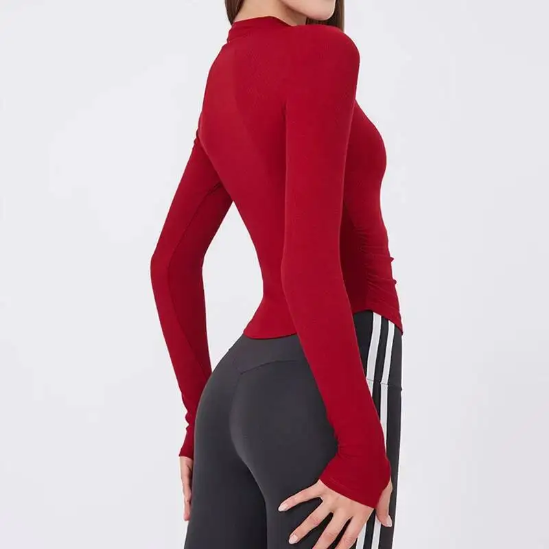 

Повседневная спортивная рубашка с длинным рукавом для бега, женская дышащая одежда для йоги, быстросохнущая куртка для тренировок, женская