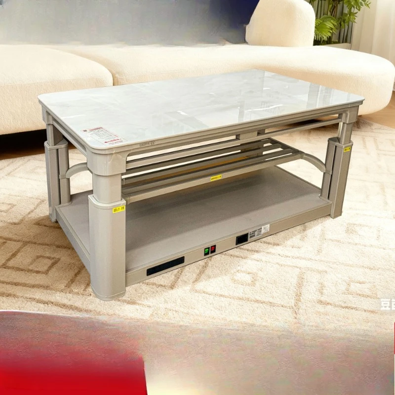 

New rectangular voice heating coffee table, living room can lift mobile electric heating table