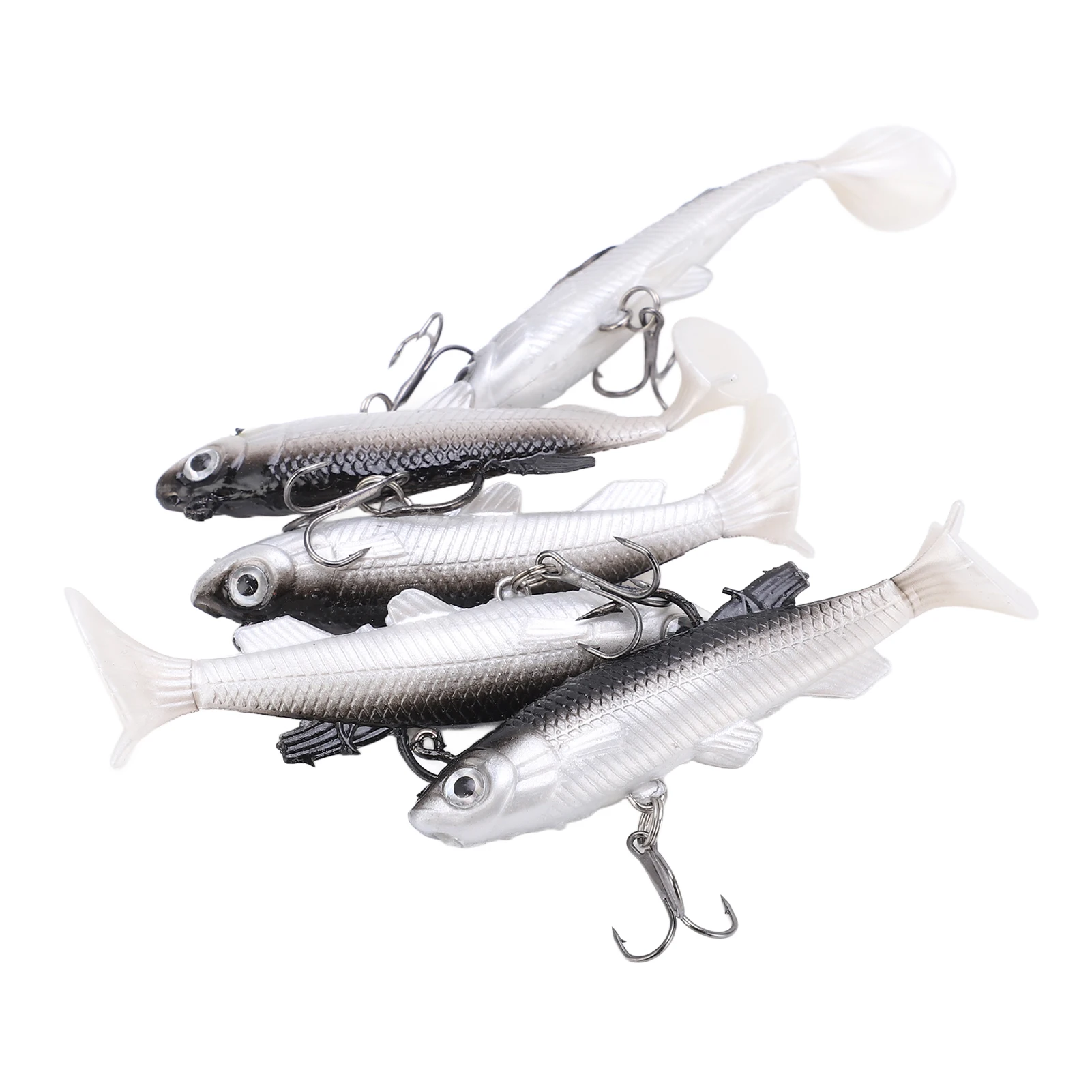 5pcs Soft Body Sinking Swimbait T Tail Soft PVC Bass Lure Trout Bait for Saltwater Freshwater Fishing Soft Body Sinking Swimbait