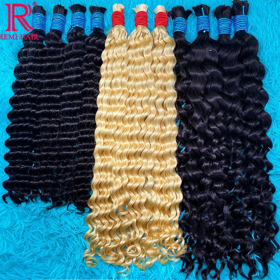 Human Hair Bulk No Weft Hair Extensions 100% Real Human Hair Braiding Natural Deep Wave Original Human Hair Weaving For Women