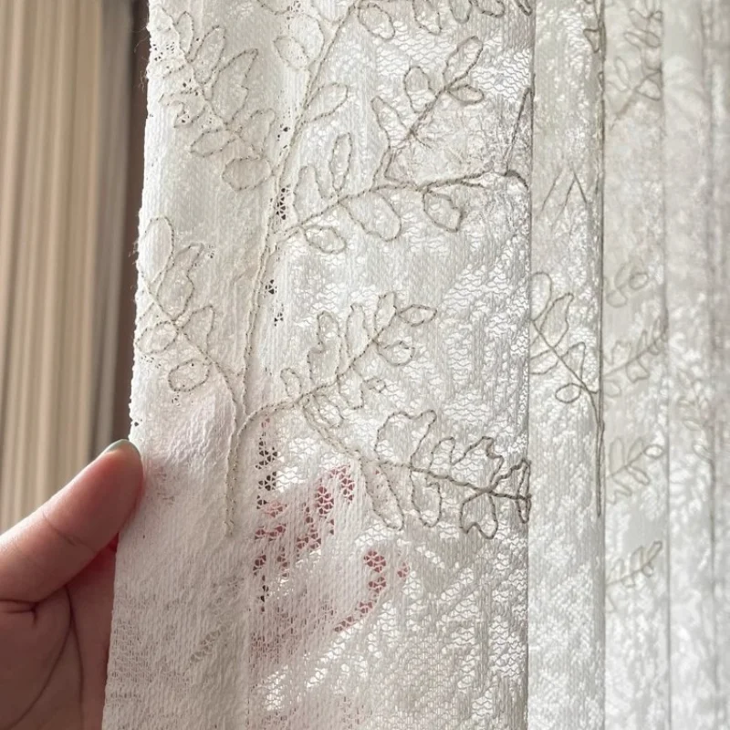 French Light Luxury Living Room Bedroom Balcony Hollow Stereoscopic Embroidery Transparent Window Screen