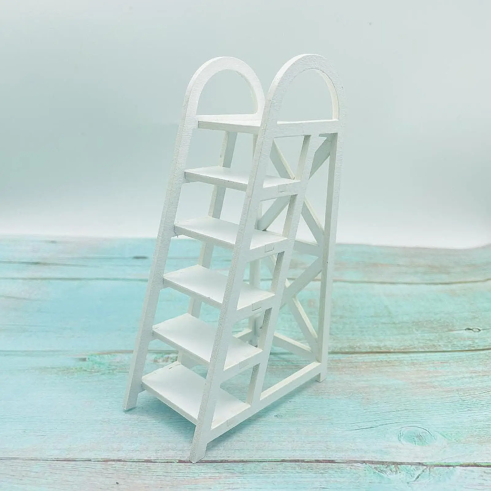 

1/12 Mini Ladder Photo Props DIY Craft Accessory 1/12 6 Step Ladder for Yard