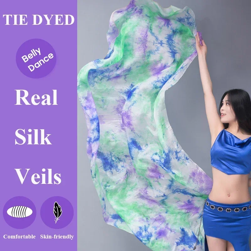 Kleur Maat Aangepast Volwassen Dames Buikdans Zijden Sluier Tie Geverfd Zijde Kleurverloop Kinderen Buikdans Oefensluier