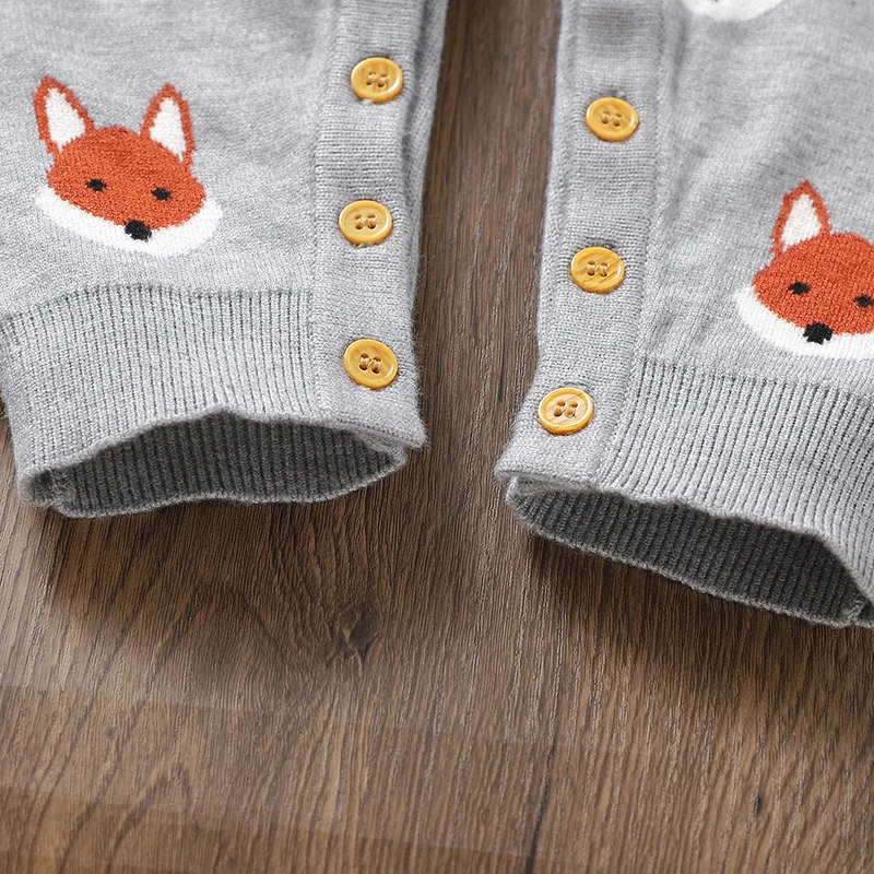 Newborn Baby Romper Knitted Infant Girls Boys Jumpsuit Cute Cartoon Fox Autumn Kid Clothing Children Overalls 0-18M Outfits Warm