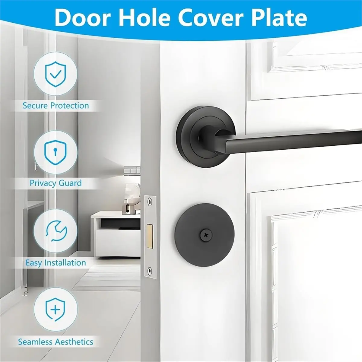 Premium Household Door Hole Cover Plate - 2-5/8 Diameter Deadbolt Cover with Screws for Enhanced Security, Privacy on Entry Door