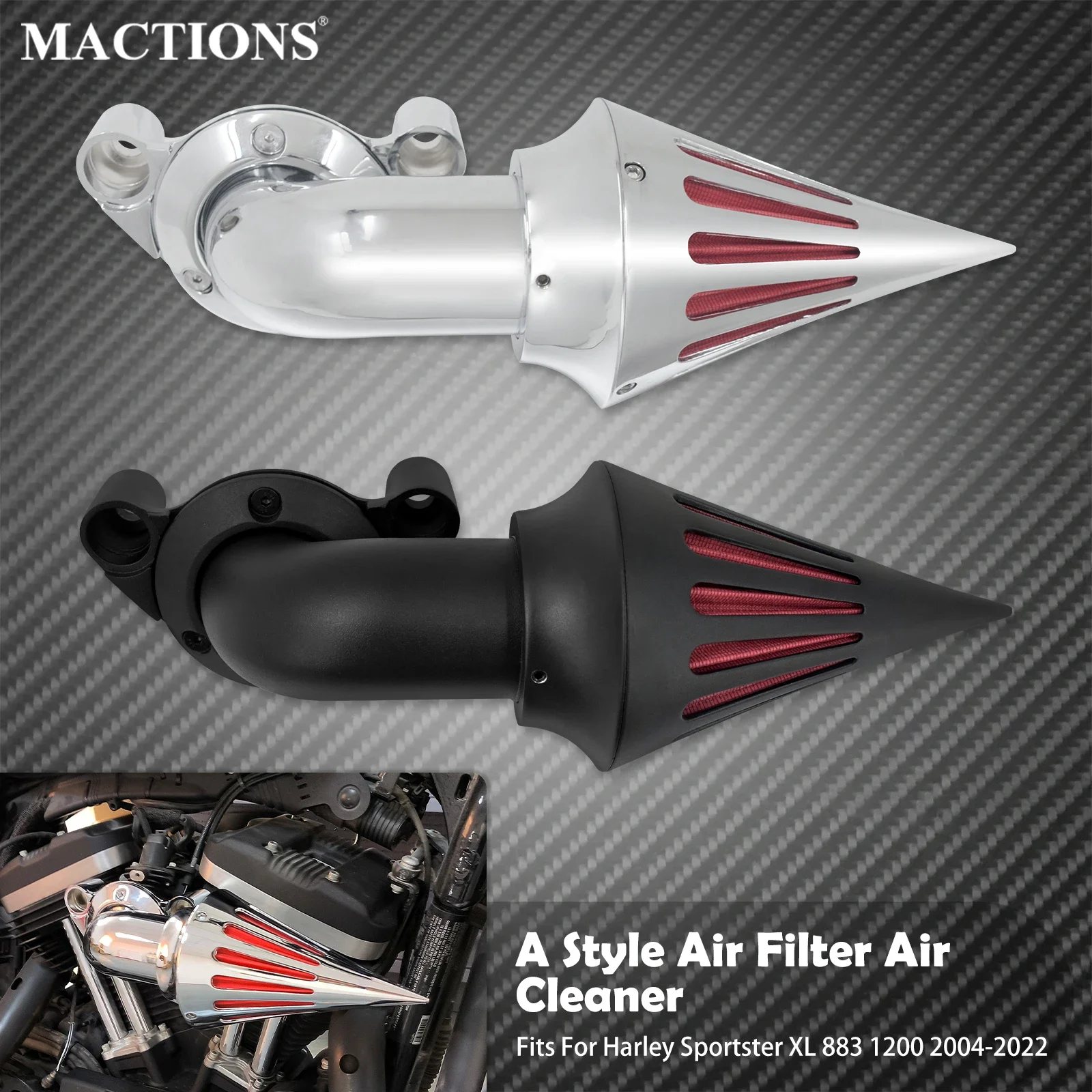 

Motorcycle Air Filter Spike Intake Air Cleaner System Kits For Harley Sportster XL 1200 883 Iron 48 Forty-Eight Super Low 04-22