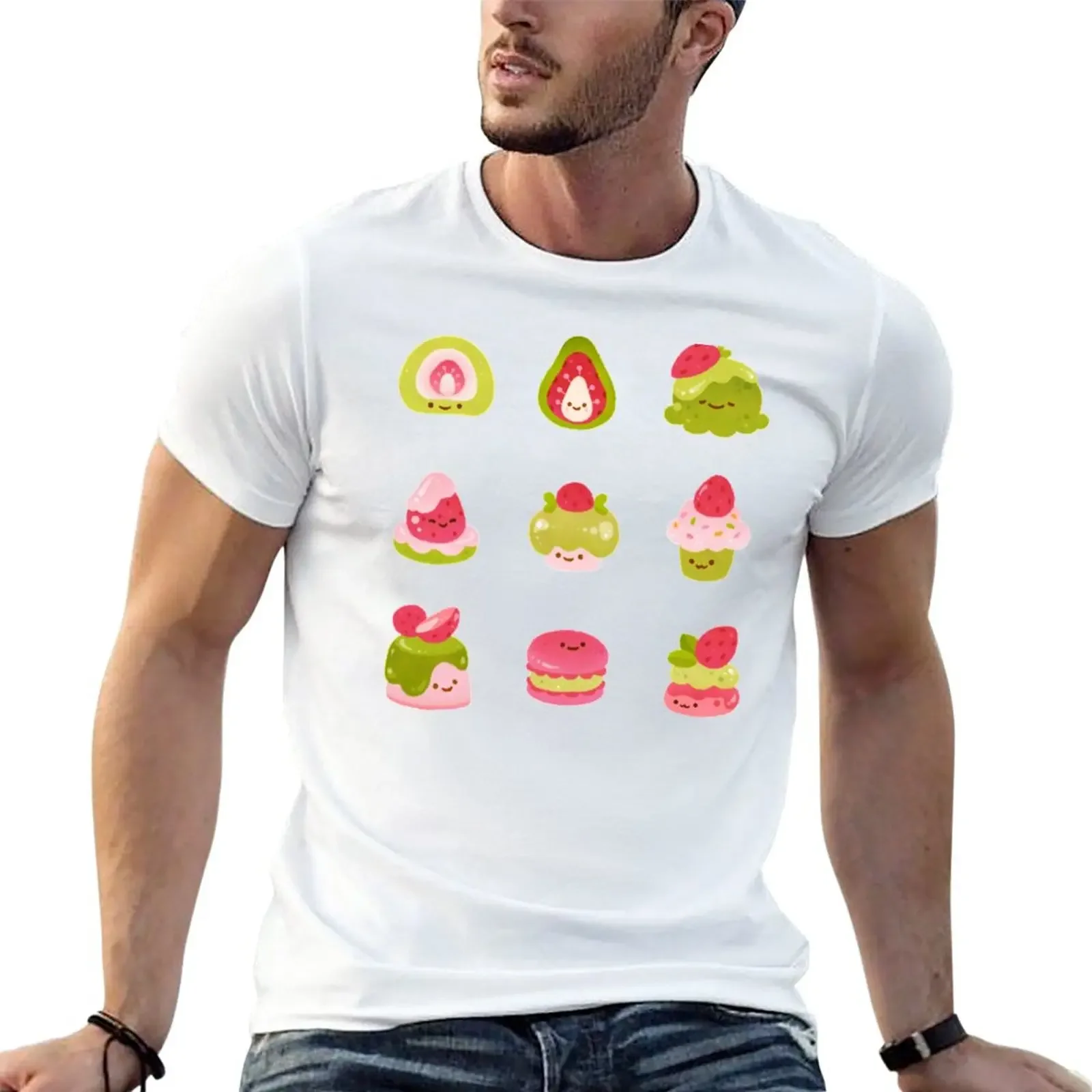 Strawberry Matcha - black T-Shirt tops vintage t shirts korean fashion men t shirt