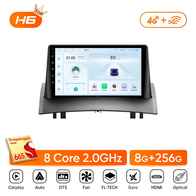 Ainavi Autoradio Voor Renault Megane 2 2002-2009 Draadloze Carplay Android Auto Audio 4G Auto Multimedia speler HDMI GPS BT 2 Din