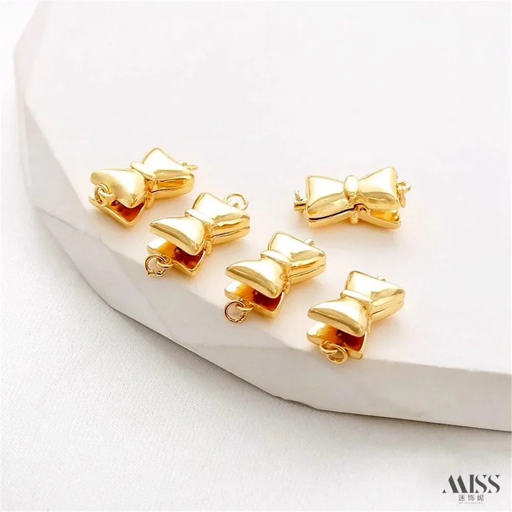 

14K Gold-plated Anti Stripping Bow Magnetic Buckle Magnetic Suction Connection Buckle DIY Finishing Clip Handmade Jewelry Access