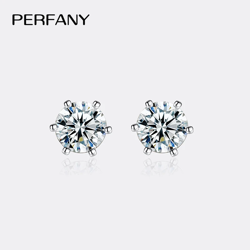 PERFANY 0.2CT-2CT Moissanite Earrings for Women S925 Pure Silver Screws Laboratory Certified Diamond Earrings Wedding Jewelry