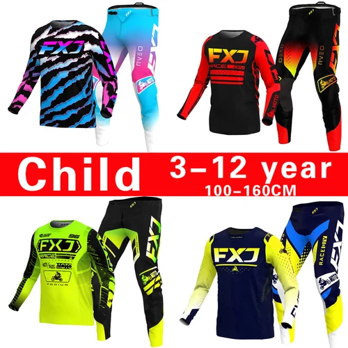 Imagen 1 del producto Conjunto de motocross para niños, Jersey y pantalones MX, conjunto para niños, Dirt Bike MTB DH UTV Enduro Gear Combo, traje de carreras juvenil todoterreno