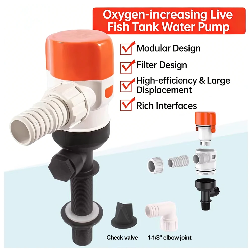 

Погружной насос DC12V для яхт, насос для прикормки, насос для живой наживки, для приманок, морской и лодочной рыбалки и т.д. Водяной насос для лодок.