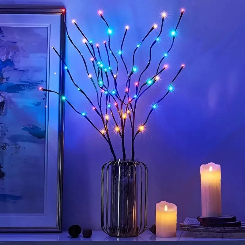 

1/2/4PCS 20 LEDs Branches Battery Powered Decorative Lights Tall Vase Filler Willow Twig Lighted Flexible Branch for Home Decor