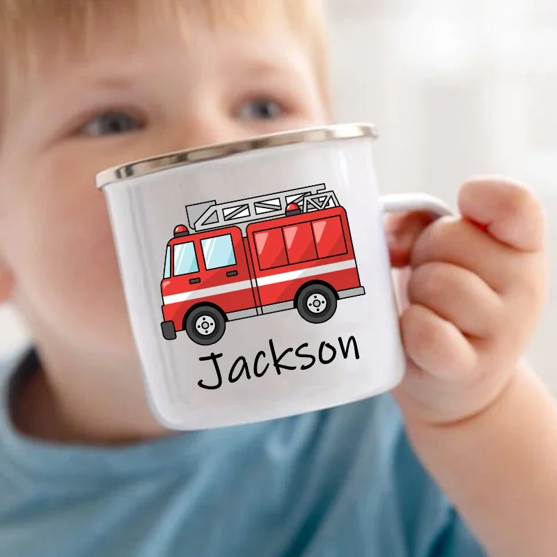 Personalized Mug for Kids, Hot Chocolate, Custom Car with Name, Handle Mugs for Boys, Birthday Party Favors, Children's Gift