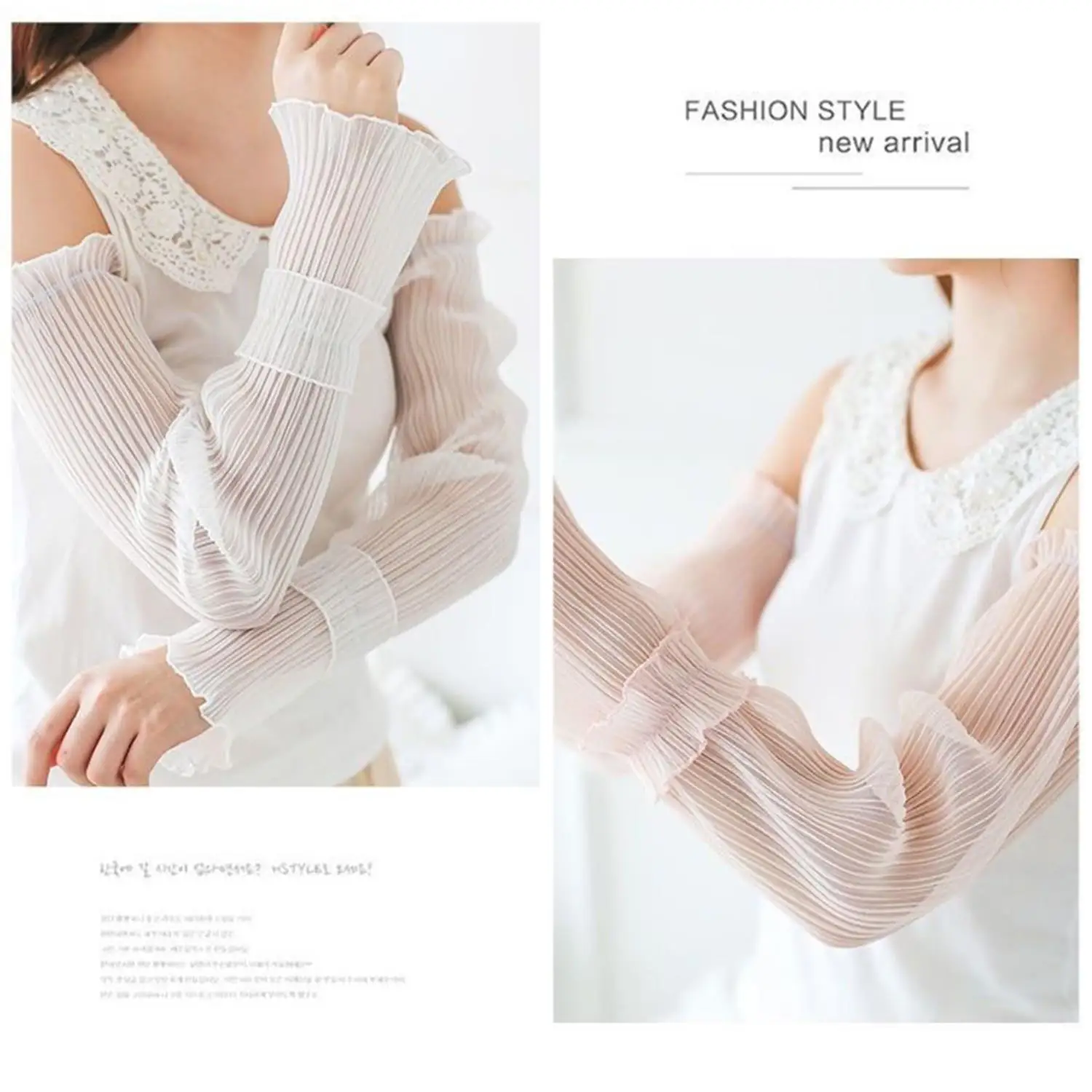 

1Pair Summer Long Fingerless Gloves Women Outdoor Sun Protection Sleeves Thin Lace Arm Sleeve Sunscreen UV Driving Mittens