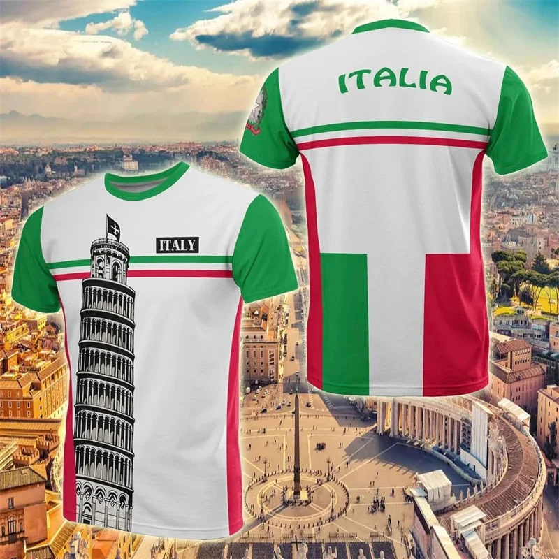 Italian Flag National Emblem 3D Print Italy T Shirt Men Summer Streetwear Oversized Short Sleeve T-Shirts Kids Tees Tops Clothes