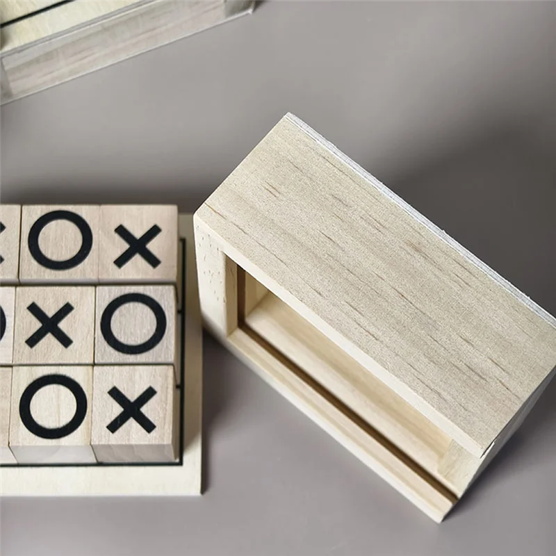 A19Q-Wood Xo Tic Tac Toe Gra Planszowa dla Dzieci Interaktywna Gra Logiczna dla Rodziców i Dzieci Zabawna Gra Puzzle dla Dzieci Prezent
