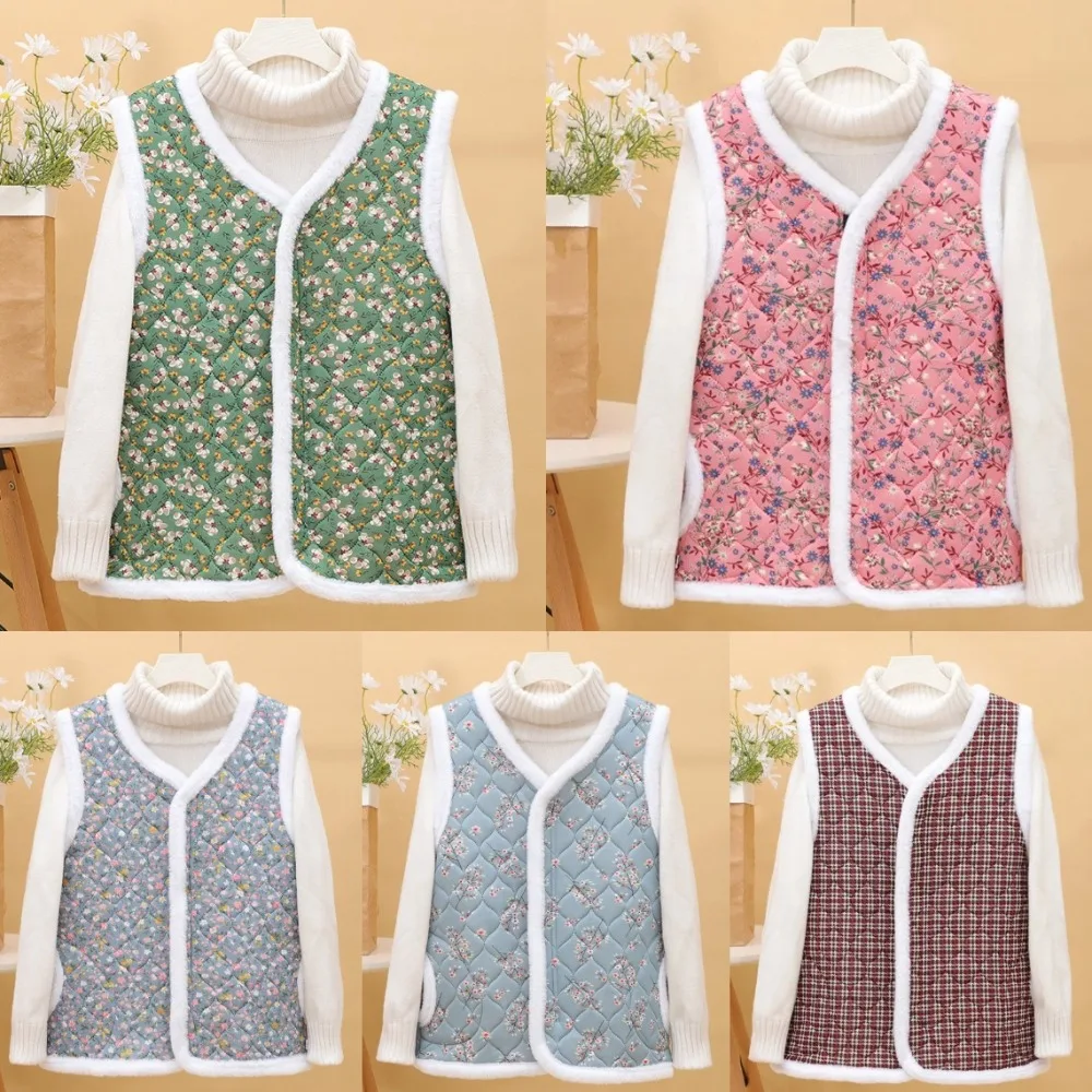 Basic Chinese stijl bloemenvest met zakken Zoet vest Dames Warm ouderen Topvest Jassen Kantoor