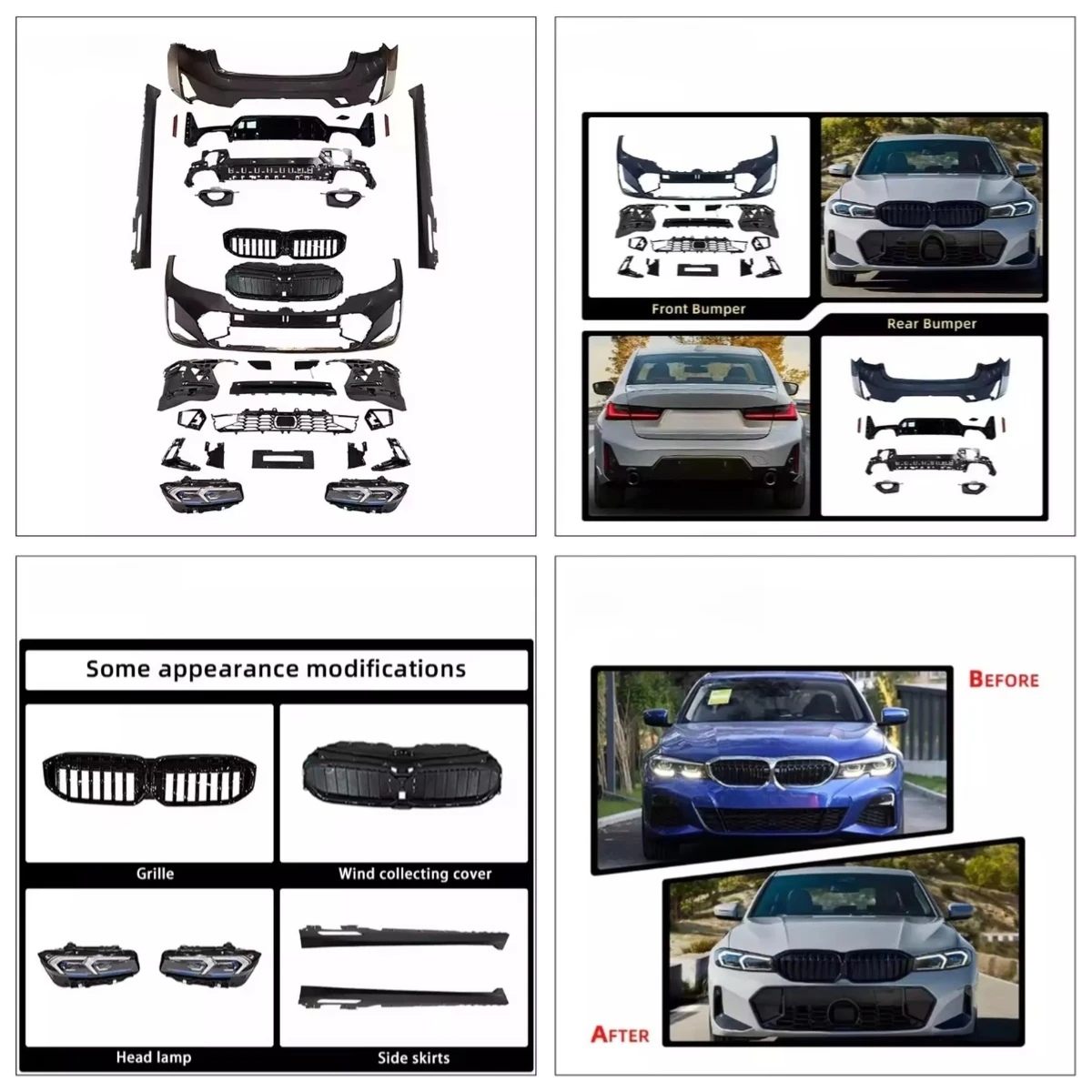 

Stlf Car 3 Series G20 2019-2021 Upgrade 2023 Year 3 Series Body Kit Bumper Front Grille With Light For 3 Series G20