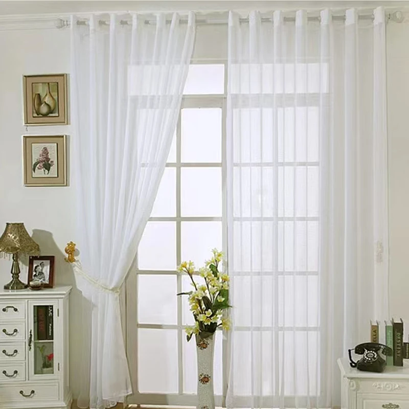 Asazal-White Tulle Cortinas Sheer para sala de estar, tamanho personalizado, cortinas Voile modernos, Gaze Bay Window, Decoração do quarto, Varanda