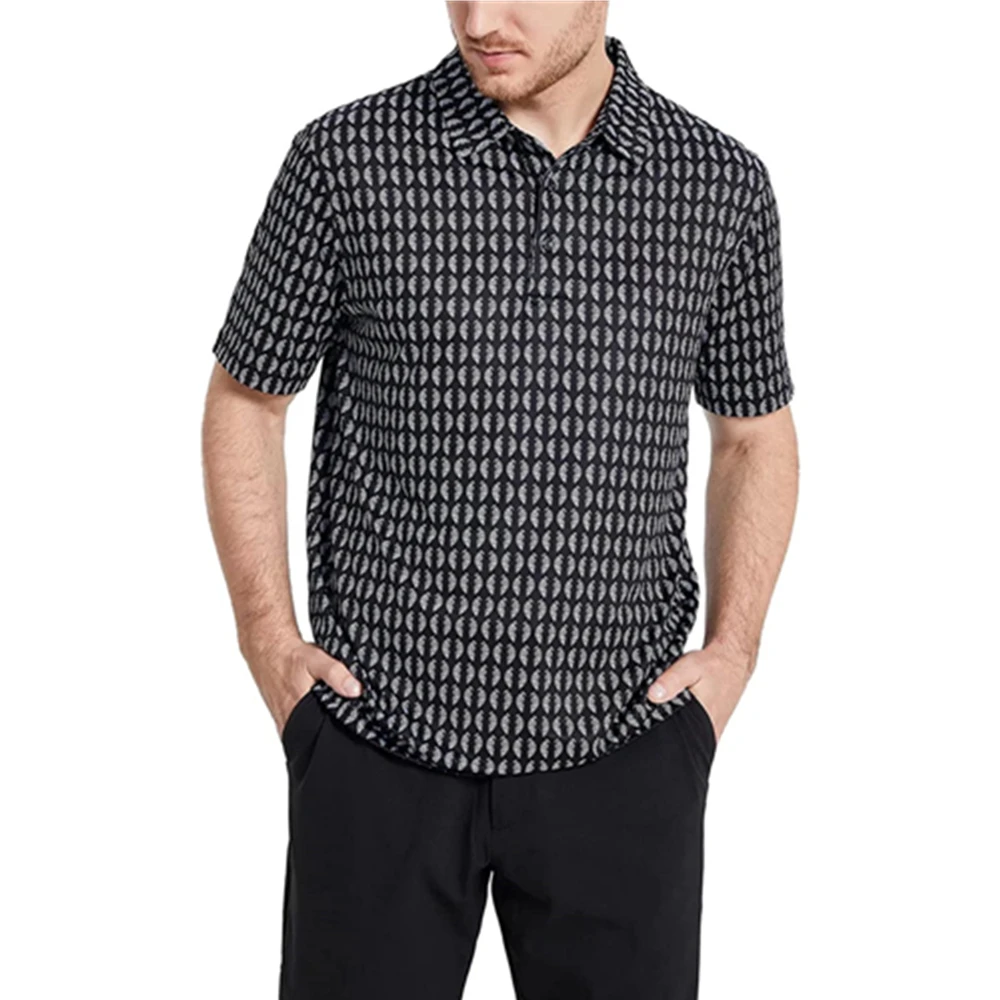 Men's Golf Shirt Pro Cool Stretch Moisture Wicking Performance Short Sleeve Striped Polo Casual Printed  Ropa De Golf Hombre
