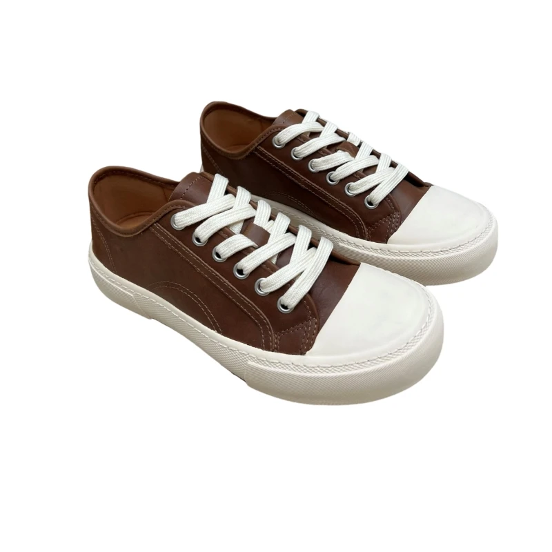 Top scarpe di tela in pelle suola profumata al latte piccole scarpe casual nere spesse in vera pelle di alta qualità