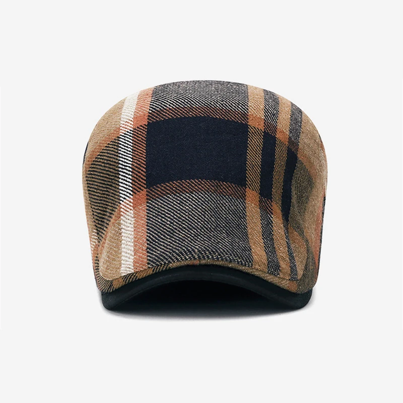 2023 New Men Beret Cap Autmn Winter British Vintage Newsboy Hats For Women Painter Peaked Caps Fashion Casual Plaid Boina Hombre