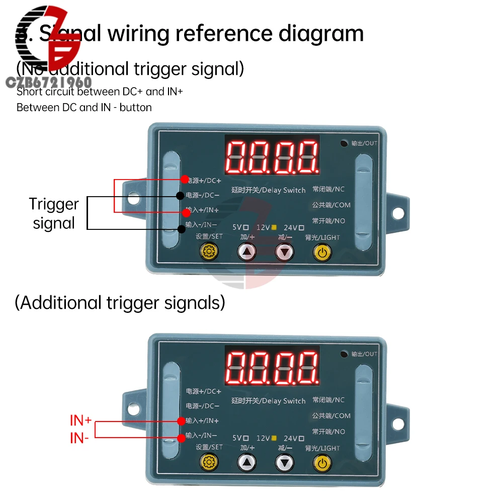 Time Delay Relay DC 5V 12V 24V Timer Module Trigger Cycle Delay Timing Circuit Switch Module with LED Display