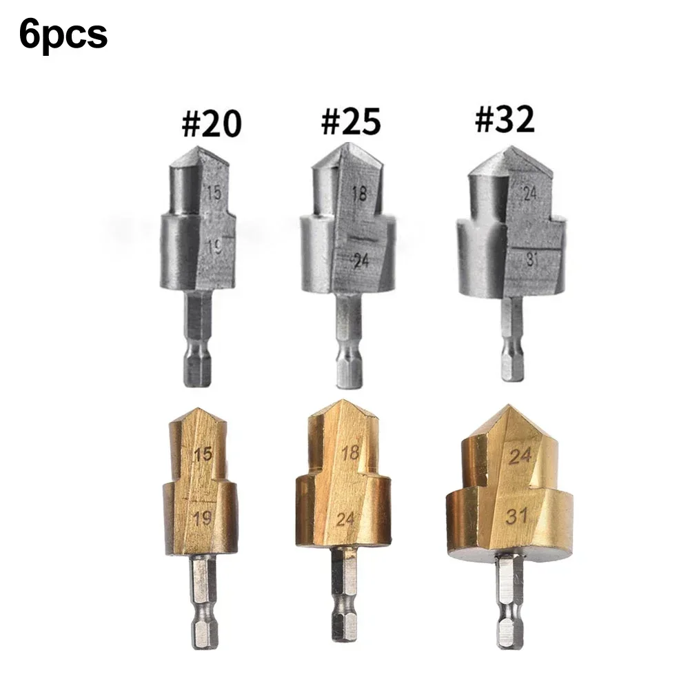 6/3/1pcs PPR Lifting Stepped Drill Bit HSS Drill Bits For Water Pipe Expansion Punch 20/25/32mm 6.35mm Hexagonal Shank Drill Bit