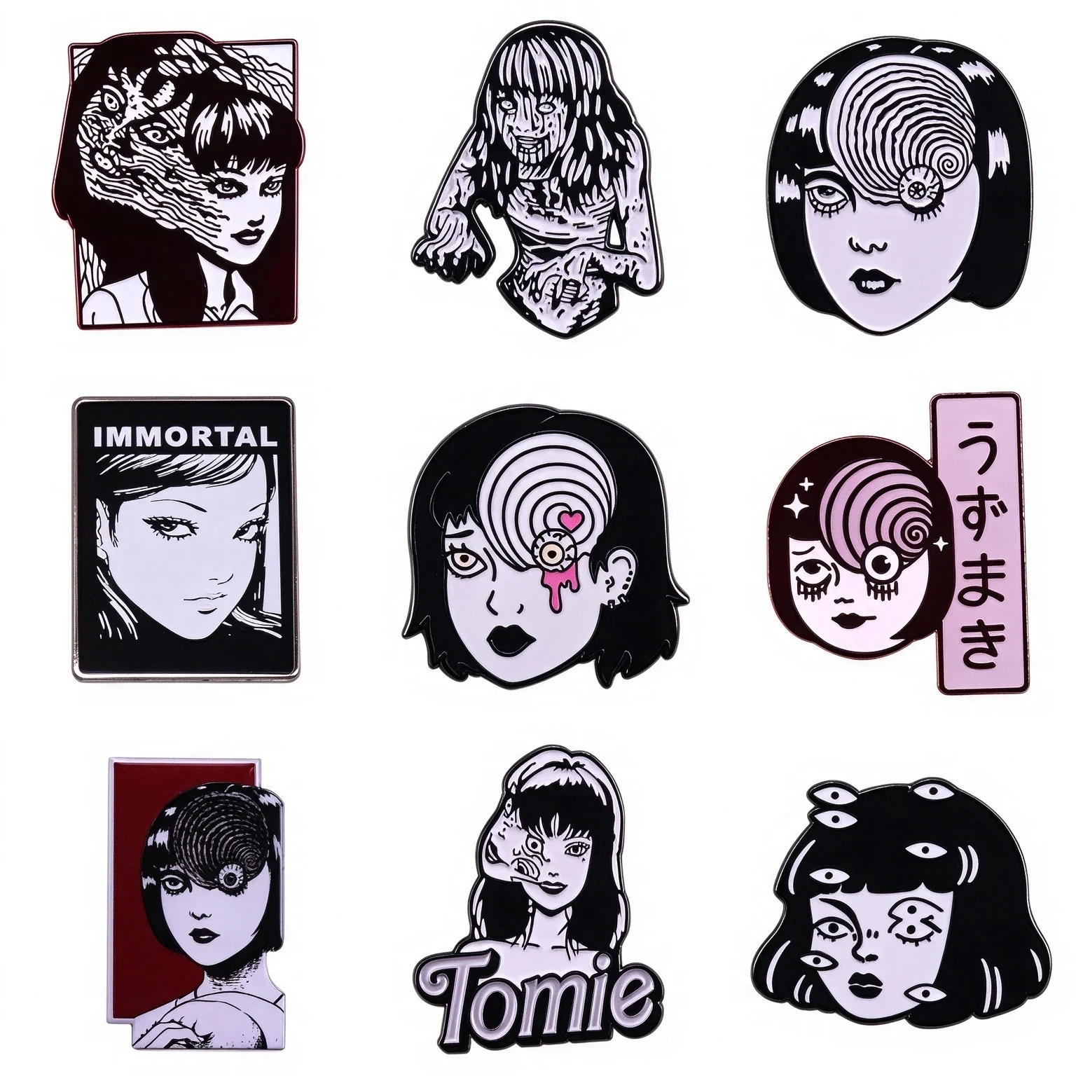 Excellent Quality Japanese Manga Artist Horror Cartoon Brooch Anime Metal Enamel Pins Terror Movies Creative Children Gift Badge