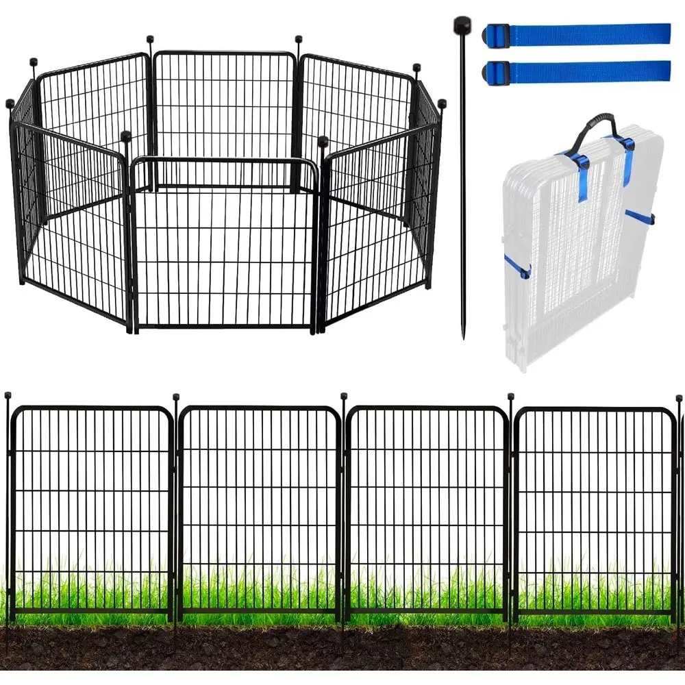 

48 in(H) Garden ence Panels, 8 Panels Total 17.7 t(L), Heavy Duty Iron Metal Animal Barrier ence, encing or lowers Beds, Camping