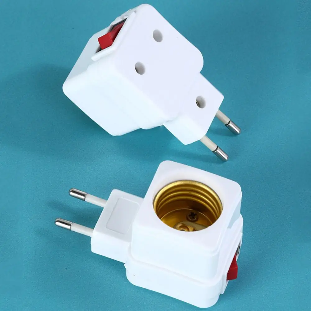 220V E27 LED Light Lamp Bulb Socket Integrated With On/Off Switch Spiral Pattern Lamp Base Connector EU Plug Adapter