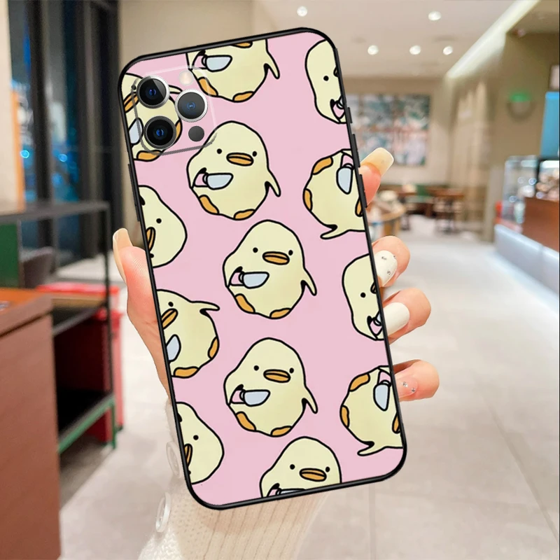 Cartoon Duck Knife Case For iPhone 16 15 14 Pro Max 13 12 Mini 11 Pro Max X XS XR Plus Soft Cover Funda