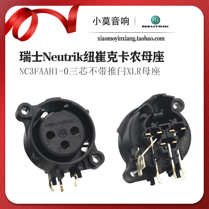 Conector vertical XLR balanceado Neutrik NC3FAAH1-0 banhado a ouro para entrada de sinal fêmea