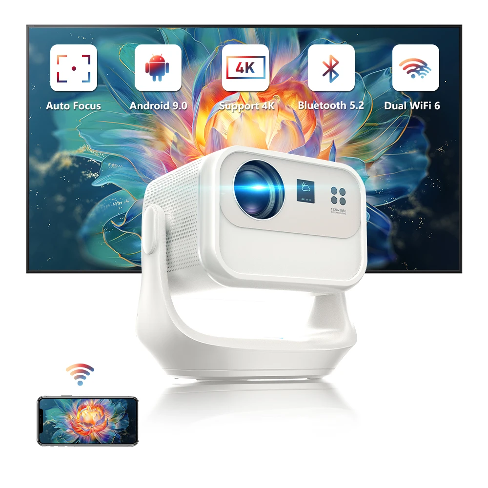 2026 Smart Mini Short Throw Ceiling Mount Full HD 4k Projector WIFI Auto Adjust Built in Speaker for Home Theatre