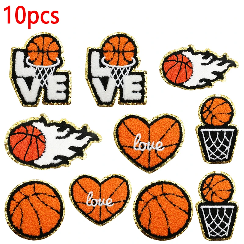 10PCS Wholesale Basketball Series Iron On Patches For Clothing Jackets DIY Towel Embroidered Patches Jackets Jeans Backpack
