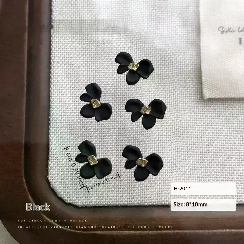 10Pcs Bowknot Nail Charms Metal Wine Red Black White Nail Rhinestone High Quality Stereoscopic Nail Decoration