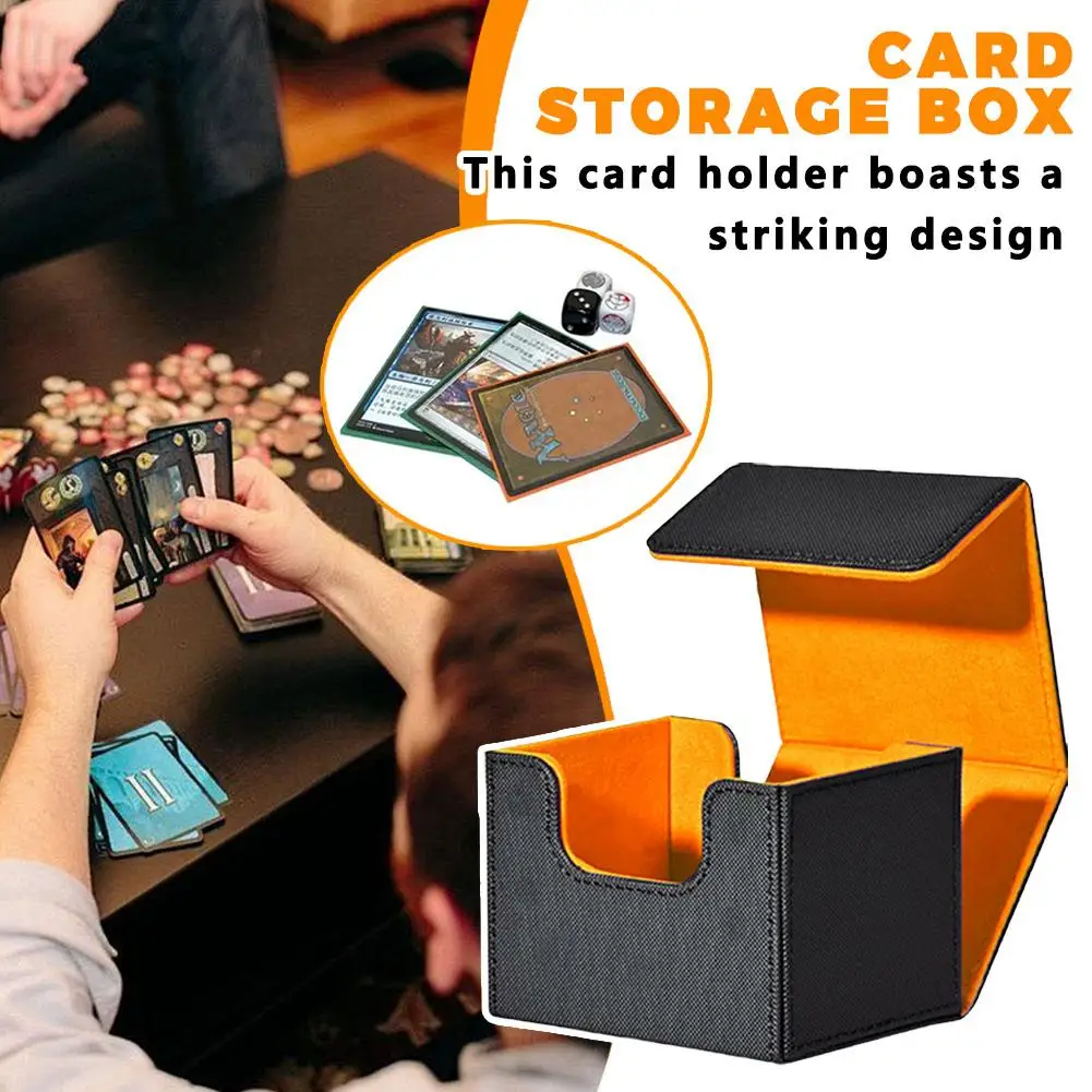 PU Leather Card Deck Box Holds Leather Game Card Storage Box Magnetic Closure For Magic Cards Dust Protection Game Card Box